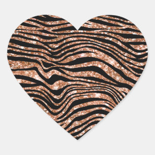 Sticker Cœur Parties scintillant Black Rose Gold Zebra