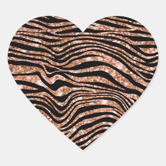 Sticker Cœur Parties scintillant Black Rose Gold Zebra (Devant)