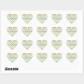 Sticker Cœur Parties scintillant Chevron Mint et Gold Faux (Feuille)