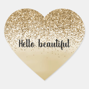 Sticker Cœur Parties scintillant d'aquarelle Girly Gold Ombre