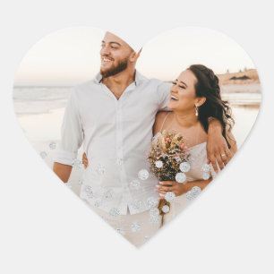Sticker Cœur Parties scintillant d'argent Confetti Mariage Phot