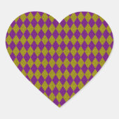 Sticker Cœur Parties scintillant de diamants violet et or (Devant)