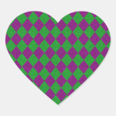 Sticker Cœur Parties scintillant de diamants violet et vert (Devant)