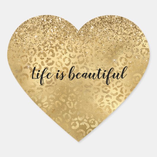 Sticker Cœur Parties scintillant de glam or Leopard (Devant)