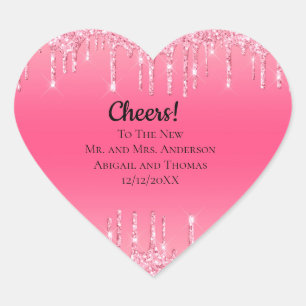 Sticker Cœur Parties scintillant de séchage rose personnalisée