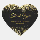 Sticker Cœur Parties scintillant d'or Mariage noir de luxe (Devant)