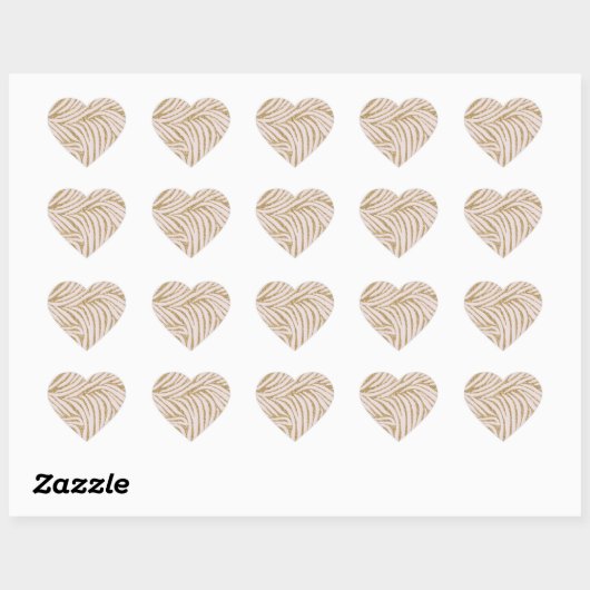 Sticker Cœur Parties scintillant en or rose pâle Zebra (Feuille)