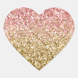 Sticker Cœur Parties scintillant étincelante rose or