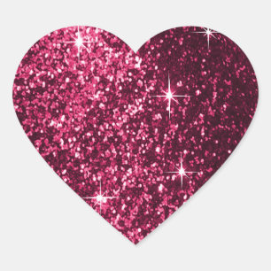 Sticker Cœur Parties scintillant Faux Hot Rose