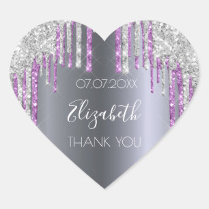 Sticker Cœur Parties scintillant fête d'anniversaire argent vi