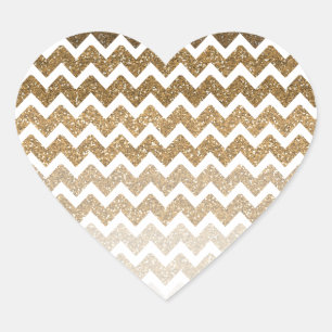 Sticker Cœur Parties scintillant Gold Faux Chevron Ombre