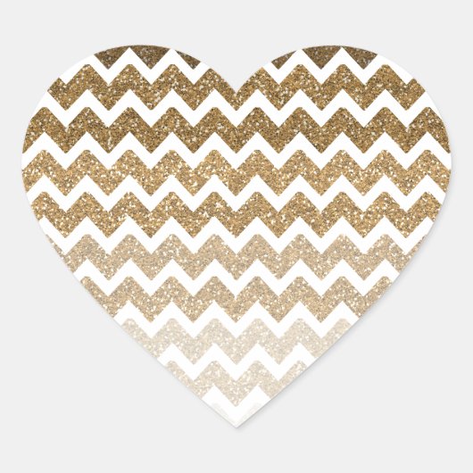 Sticker Cœur Parties scintillant Gold Faux Chevron Ombre (Devant)
