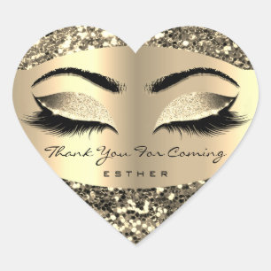 Sticker Cœur Parties scintillant Merci Or Pour Nom Venant Coeur