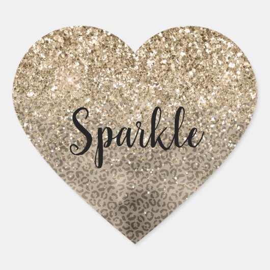 Sticker Cœur Parties scintillant or Empreinte de léopard Brown (Devant)