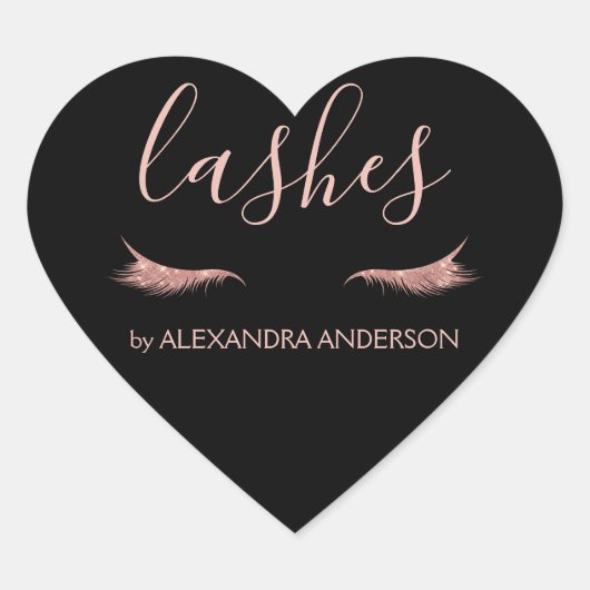 Sticker Cœur Parties scintillant or rose et extension Eyelash (Devant)