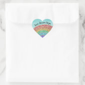 Sticker Cœur Parties scintillant Rainbow Aqua Aquarelle (Sac)