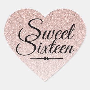 Sticker Cœur Parties scintillant rose brillant et faux brillant