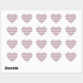 Sticker Cœur Parties scintillant rose Chevron Faux (Feuille)