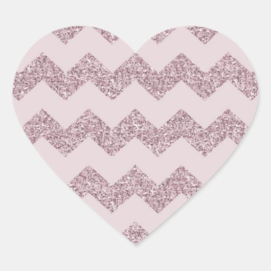 Sticker Cœur Parties scintillant rose Chevron Faux (Devant)