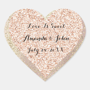 Sticker Cœur Parties scintillant Rose d'or Enregistrer La date 