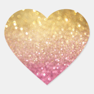 Sticker Cœur parties scintillant rose et or