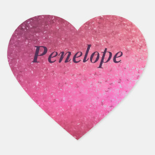 Sticker Cœur Parties scintillant rose Heart Girls Nom