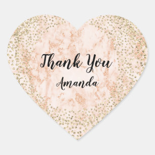 Sticker Cœur Parties scintillant Rose Or Girly Blush Lux Merci