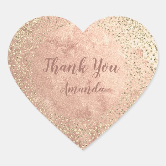 Sticker Cœur Parties scintillant Rose or Merci coeur Lux Blush  (Devant)