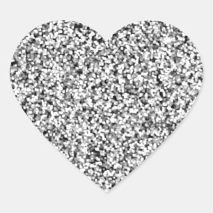Sticker Cœur Parties scintillant Silver Grey Faux