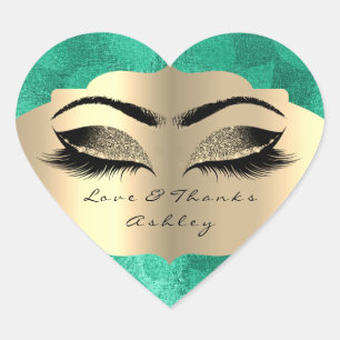 Sticker Cœur Parties scintillant Tropicale Gold Lash Yeux Aimer