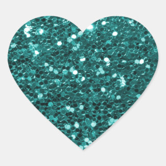 Sticker Cœur Parties scintillant Turquoise chic Faux