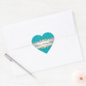 Sticker Cœur Parties scintillant Turquoise fête d'anniversaire  (Enveloppe)