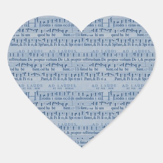Sticker Cœur Partition musicale Vieux Papier Bleu Design (Devant)