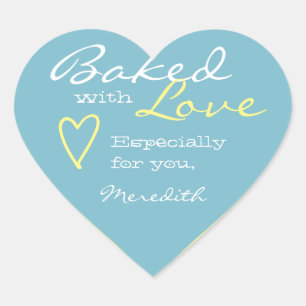 Sticker Cœur Pastel Bleu Jaune Simple Fabriqué Amour Forme Coeu