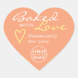 Sticker Cœur Pastel Orange Simple Fabriqué Amour Coeur Logo Cut