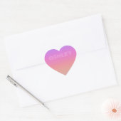 Sticker Cœur Pastel Purple Pink Coral Ombre - énorme monogramme (Enveloppe)