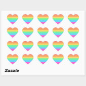 Sticker Cœur Pastel Rainbow Color Strips Design (Feuille)