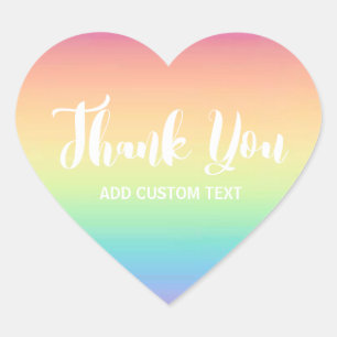 Sticker Cœur Pastel Rainbow Ombre Merci personnalisé
