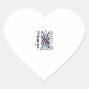 Sticker Cœur Patriotic America Floral Vintage Shirt Design_1