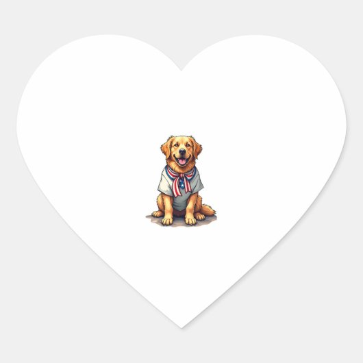 Sticker Cœur Patriotic Golden Dog Vintage Engraving Shirt 2 (Devant)