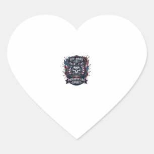 Sticker Cœur Patriotique 1776 Hors Route Crâne Monster Truck Lo