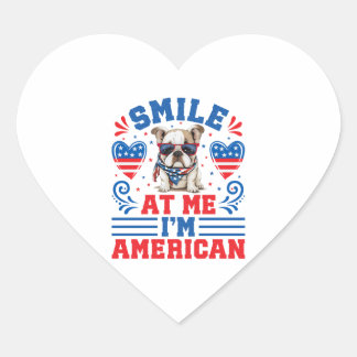 Sticker Cœur Patriotique Bulldog pour 4 juillet