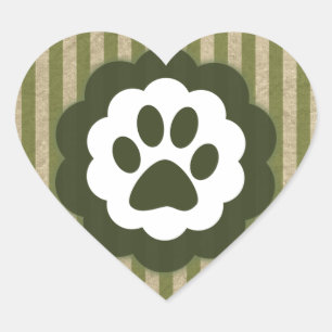 Sticker Cœur patte vintage d'animal familier