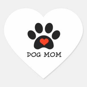 Sticker Cœur Pawprint Chien Maman
