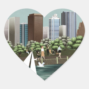 Sticker Cœur Paysage urbain