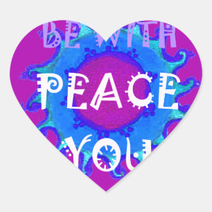 Sticker Cœur Peace Be With You Inspiration Print