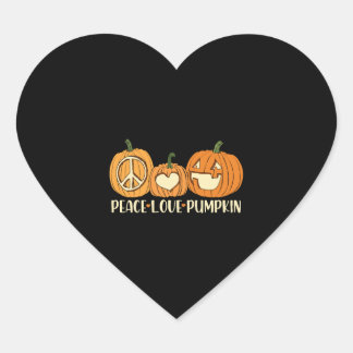 Sticker Cœur Peace Love Citrouille Halloween