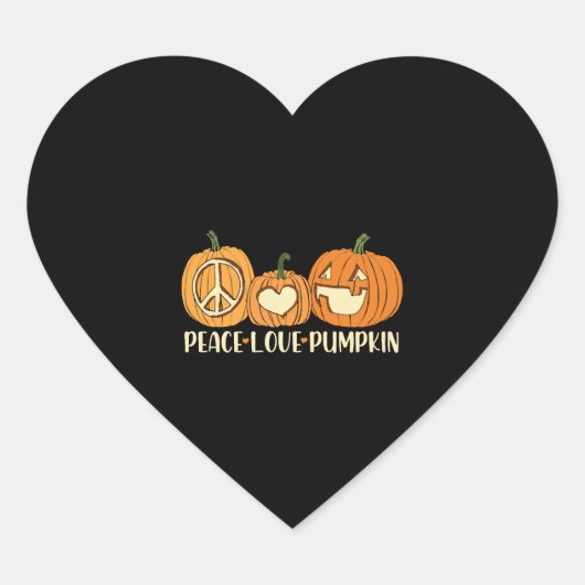 Sticker Cœur Peace Love Citrouille Halloween (Devant)