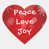 Sticker Cœur Peace Love Joy Stylish Red Christmas Holiday (Devant)