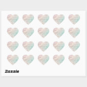 Sticker Cœur Peach Aqua Tie Dye Empreinte de léopard Argent (Feuille)
